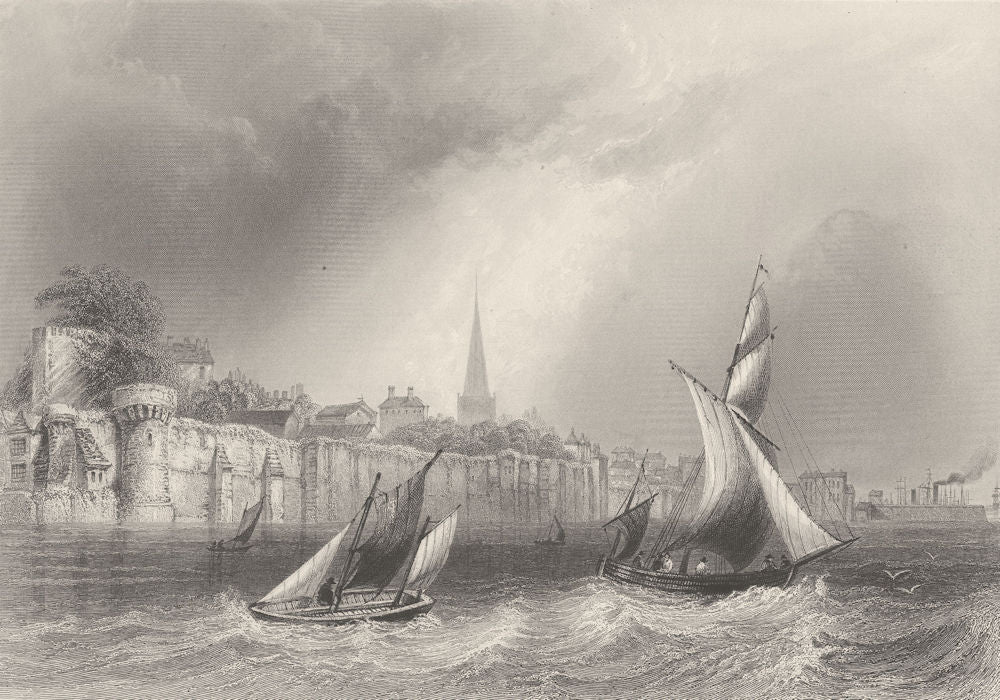 The walls of Southampton. Hampshire. BARTLETT 1842 old antique print picture